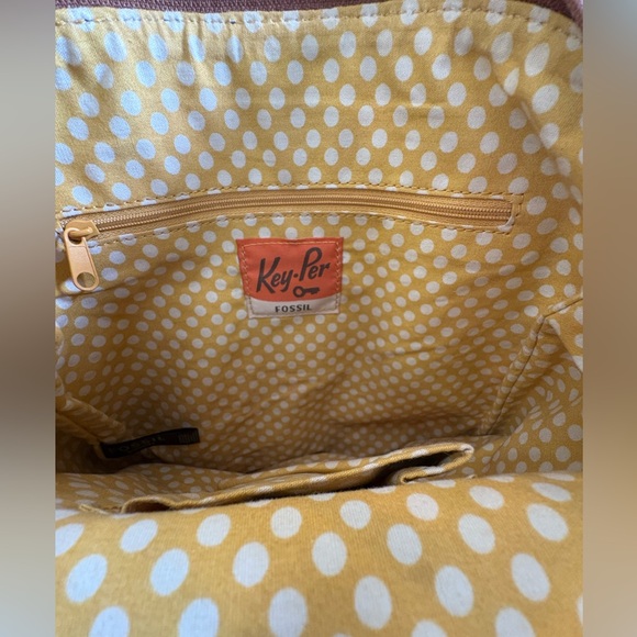 Fossil Keyper Key Per Purse Handbag Coated Textile Leather Trim Floral - Picture 5 of 9